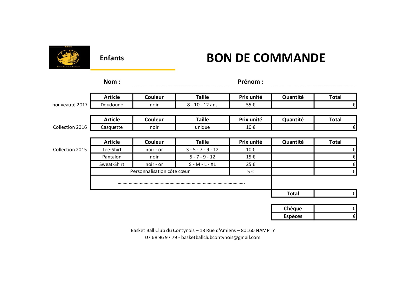 bon de commandes