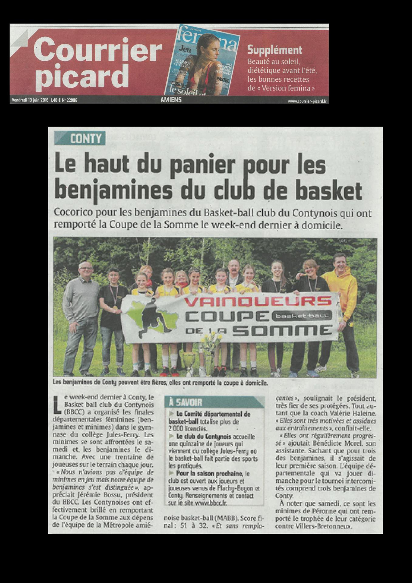 Article du 10 juin 2016, Courrier Picard