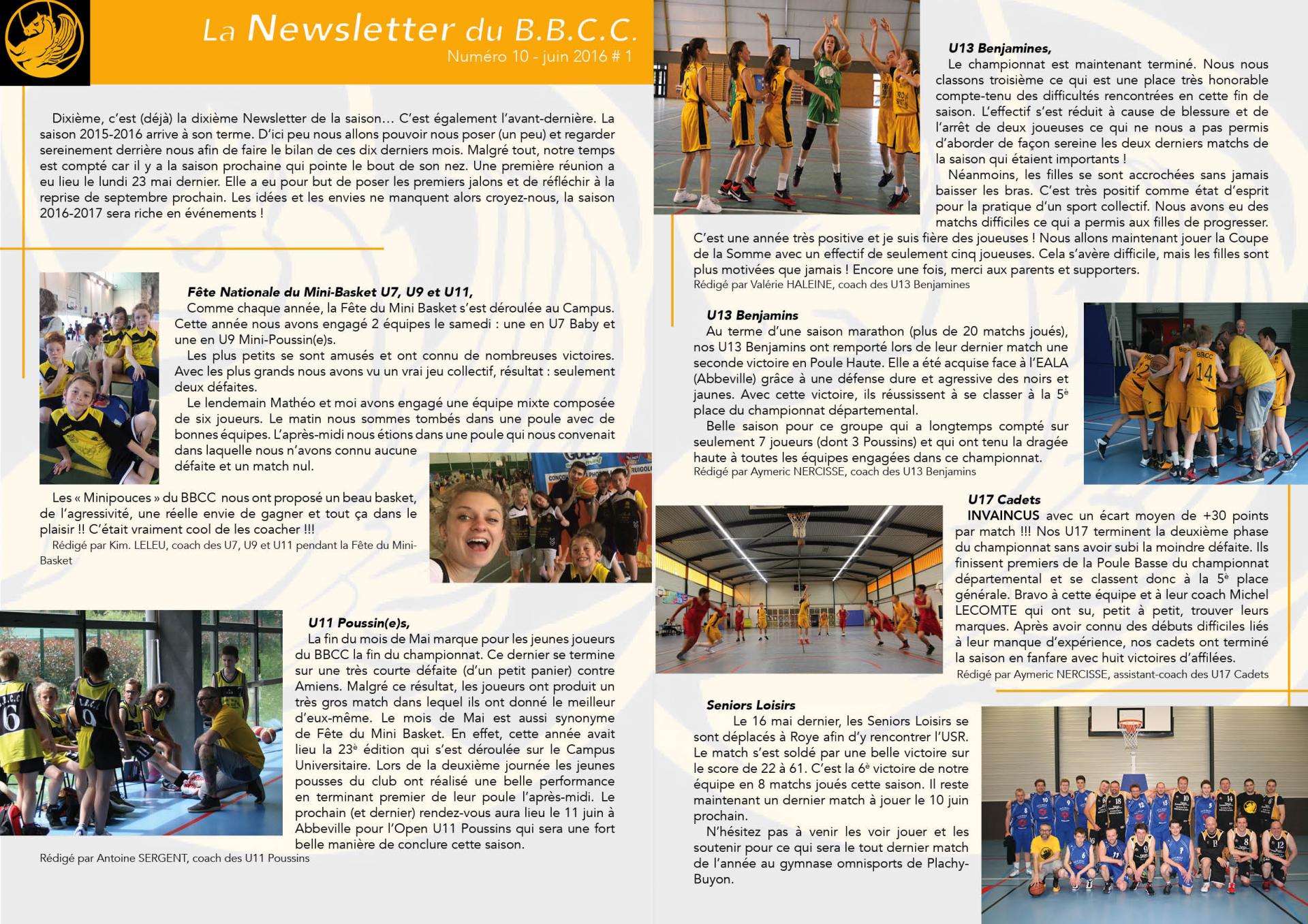 Newsletter #10 - juin 2016