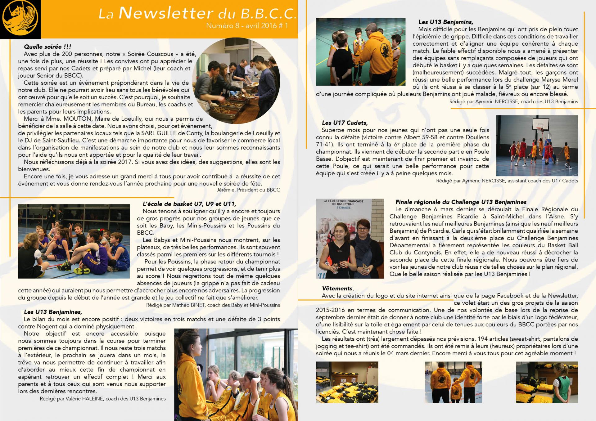 Newsletter #8 - avril 2016