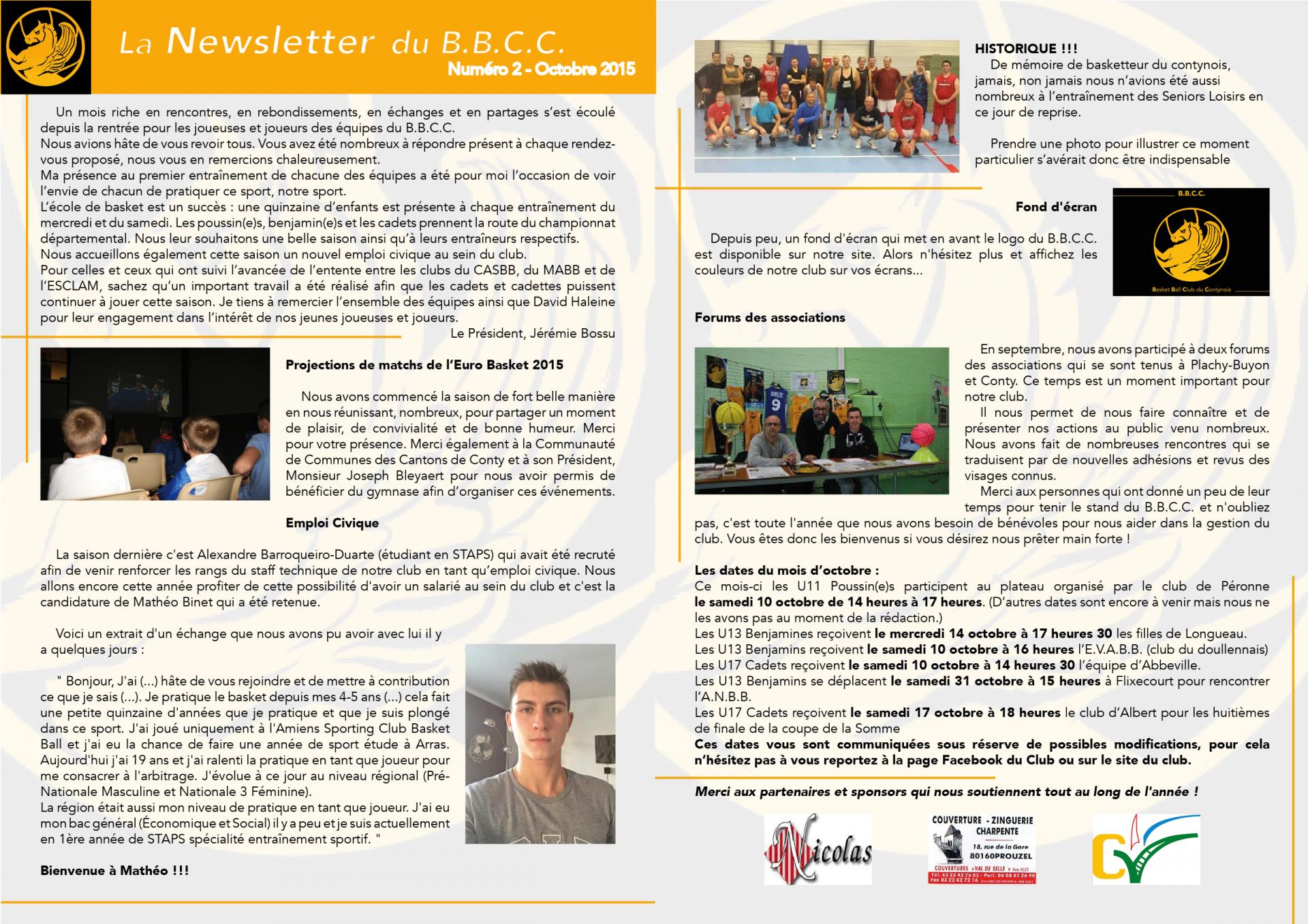 Newsletter #2 - octobre 2015